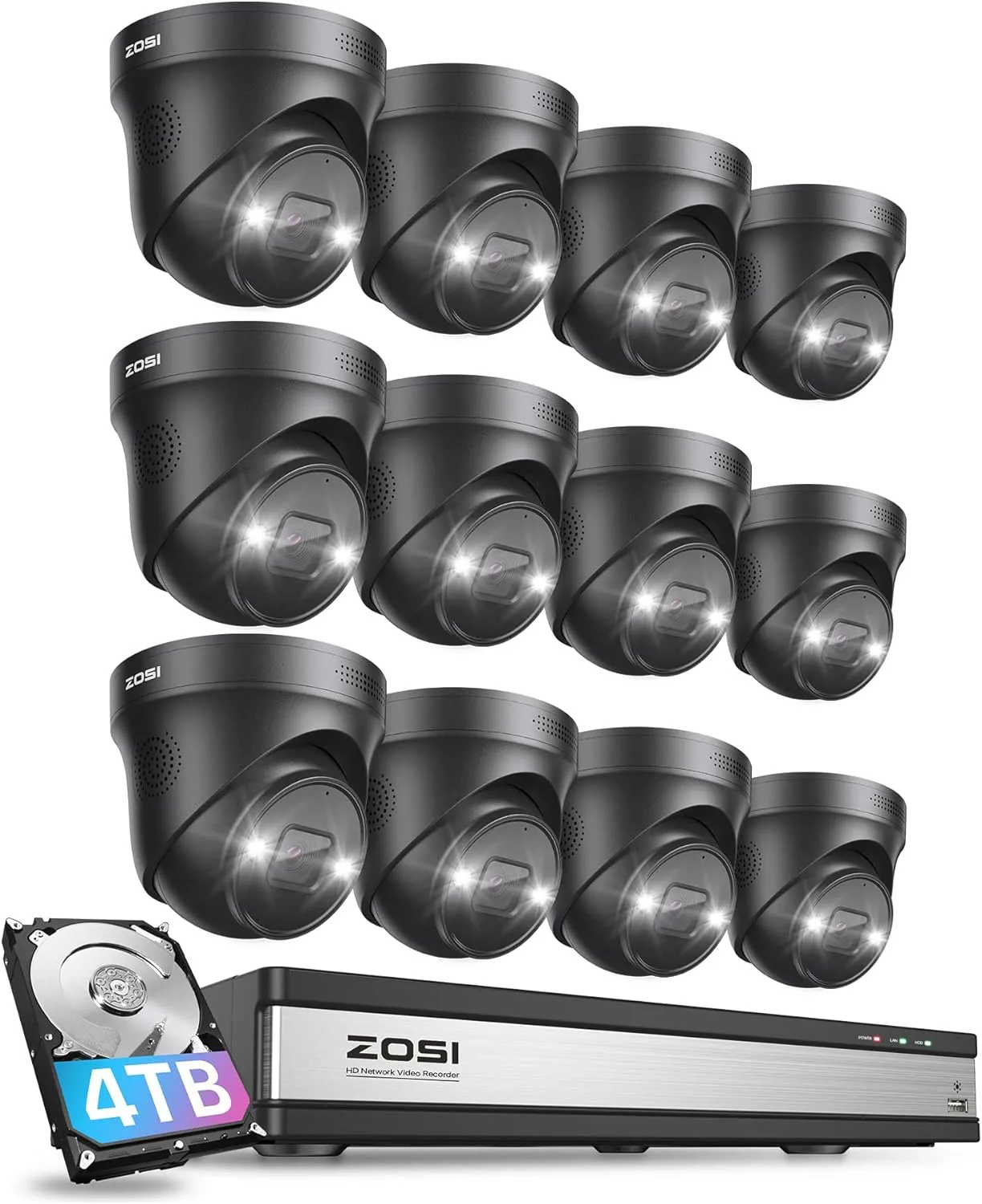 C225 4K 16CH Security System(32-Camera Capable)   NVR Support Dual Hard Drive   4TB HDD