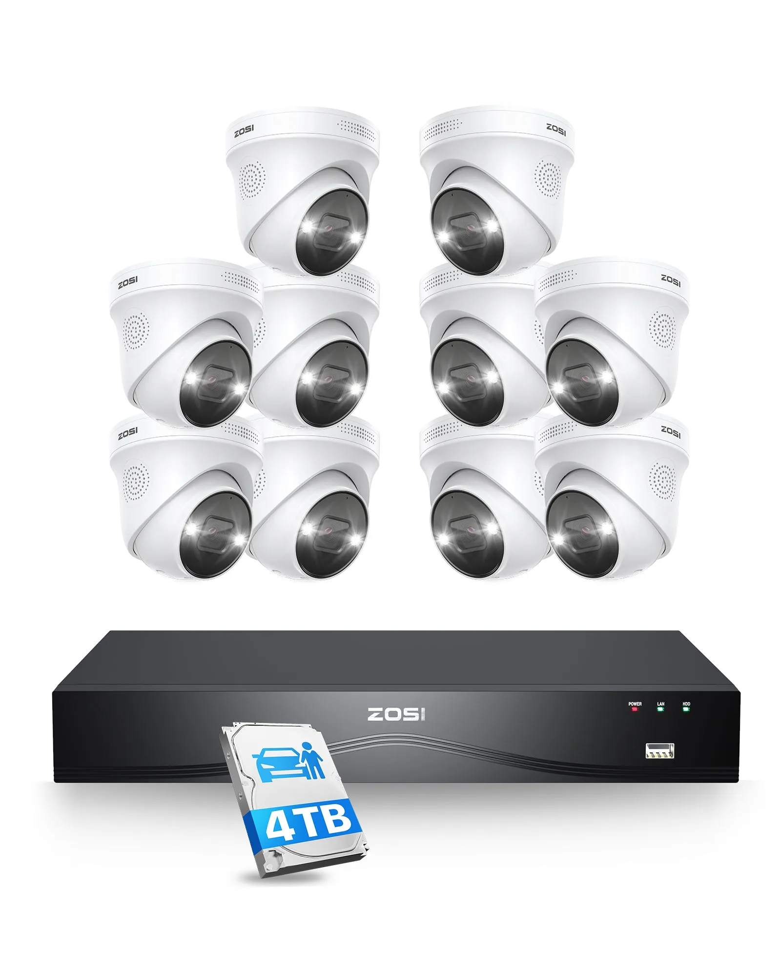 C225 4K 16CH Security System(32-Camera Capable)   NVR Support Dual Hard Drive   4TB HDD