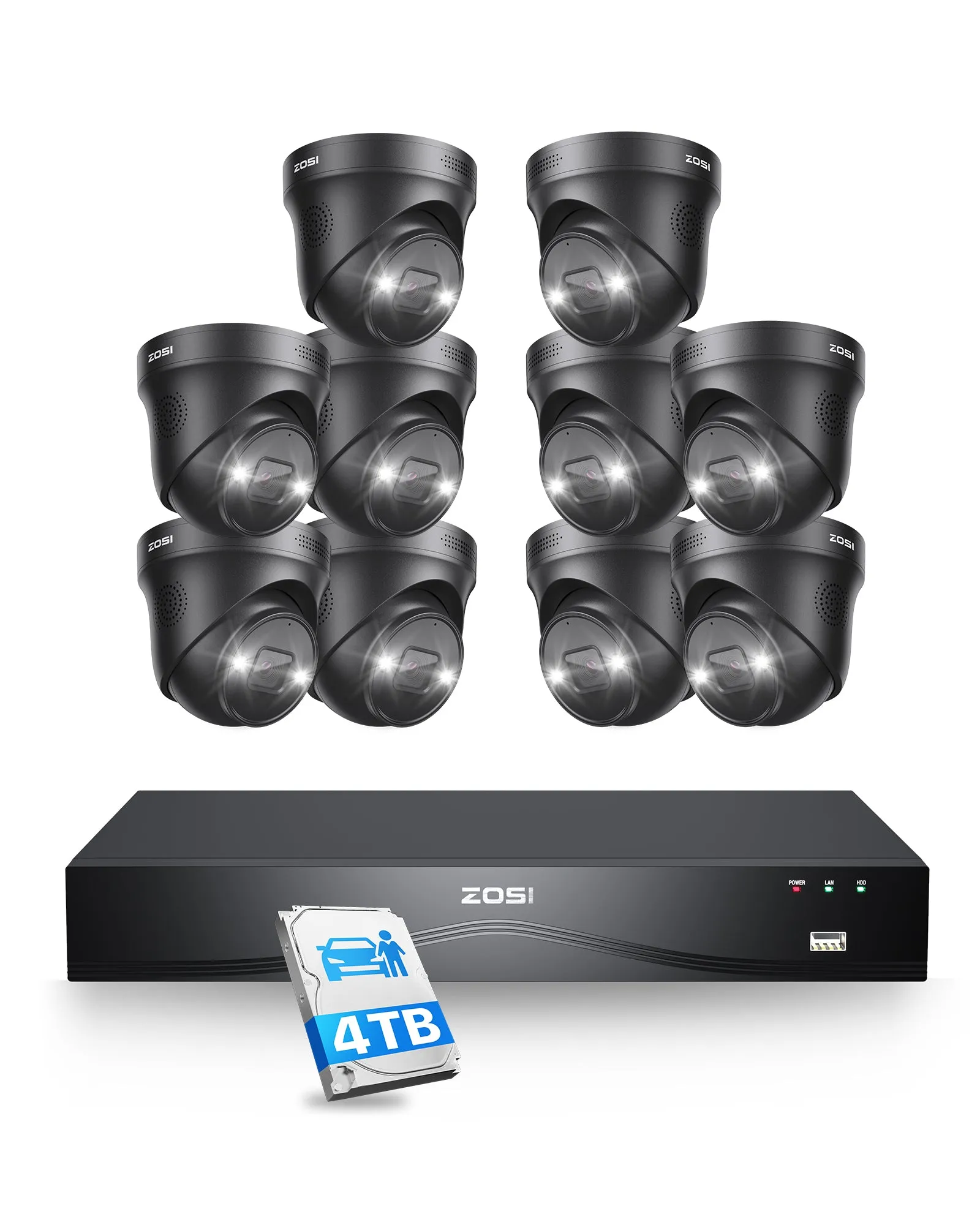 C225 4K 16CH Security System(32-Camera Capable)   NVR Support Dual Hard Drive   4TB HDD