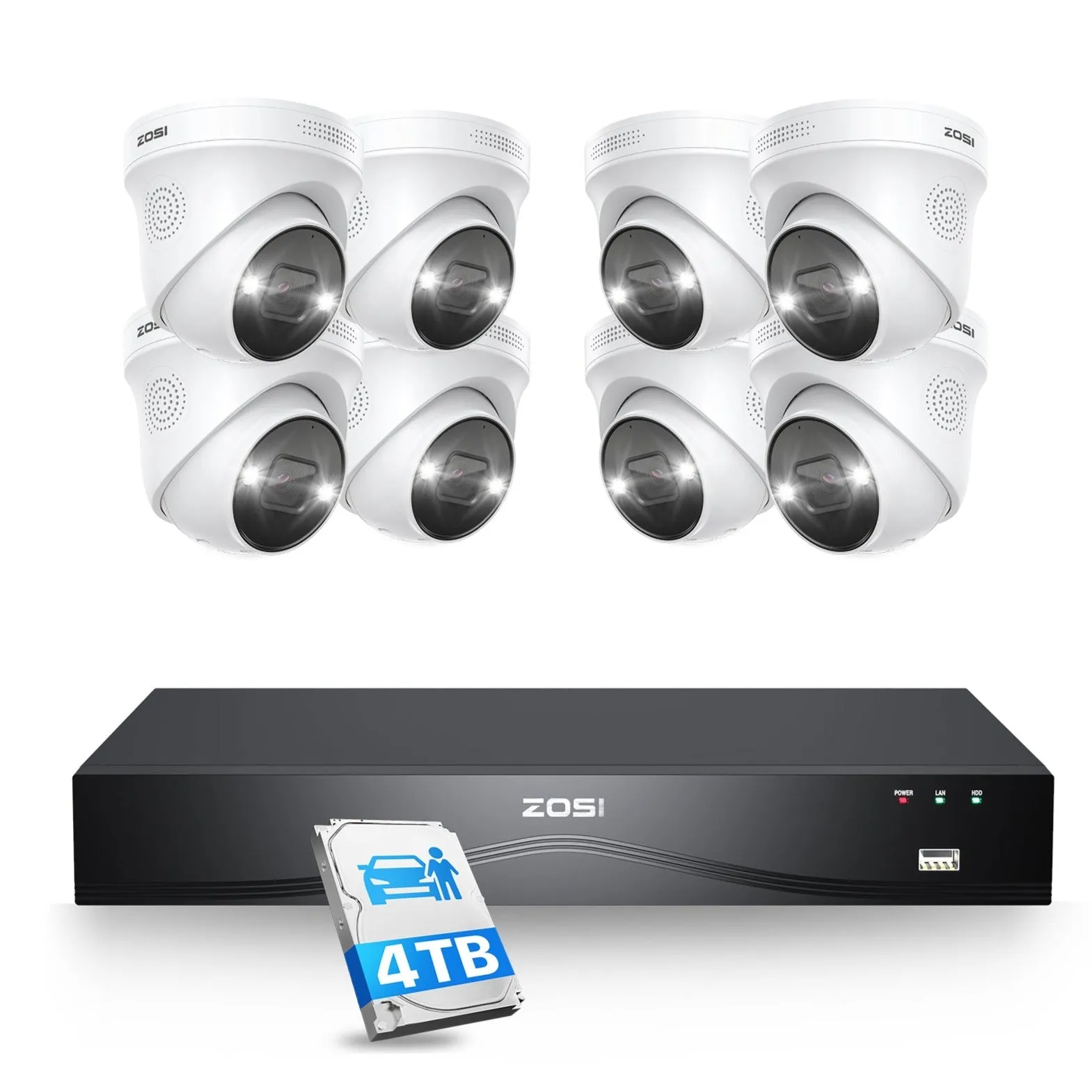 C225 4K 16CH Security System(32-Camera Capable)   NVR Support Dual Hard Drive   4TB HDD