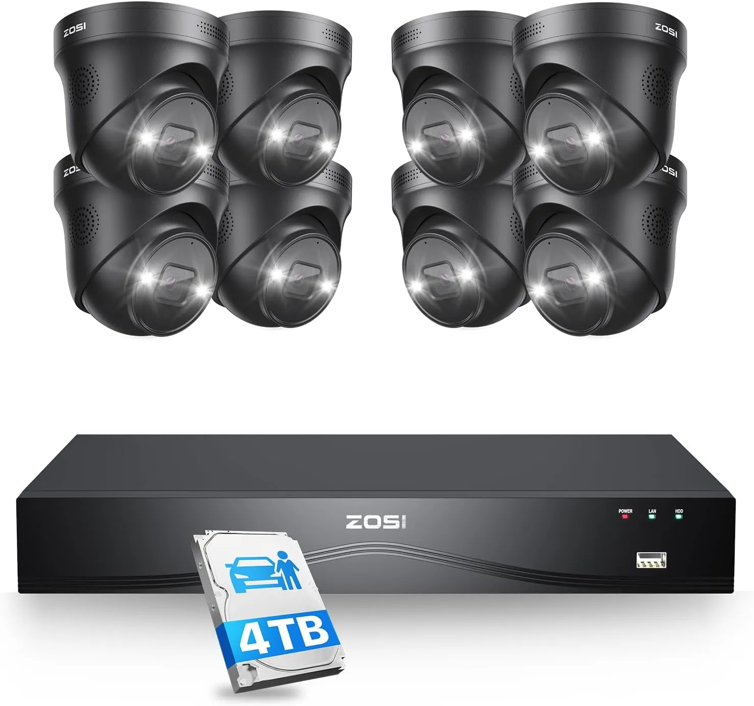C225 4K 16CH Security System(32-Camera Capable)   NVR Support Dual Hard Drive   4TB HDD