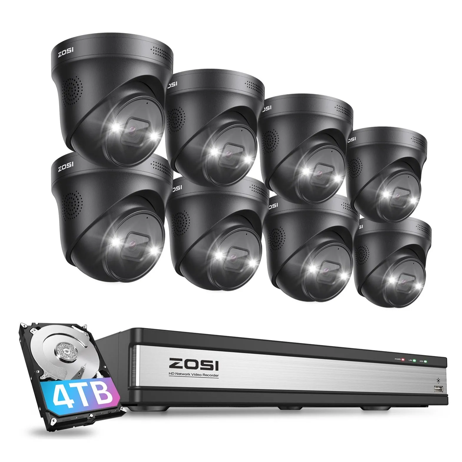 C225 4K 16CH Security System(32-Camera Capable)   NVR Support Dual Hard Drive   4TB HDD