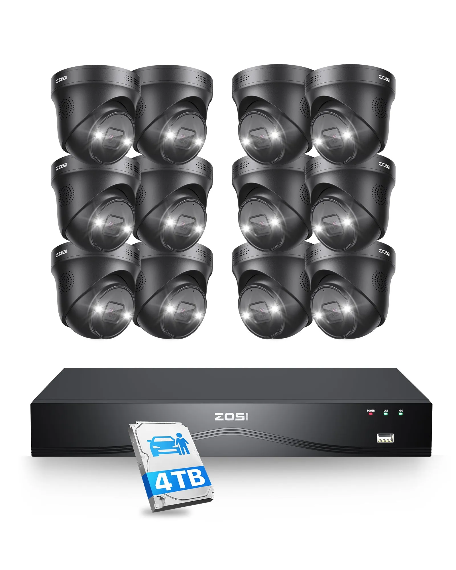 C225 4K 16CH Security System(32-Camera Capable)   NVR Support Dual Hard Drive   4TB HDD