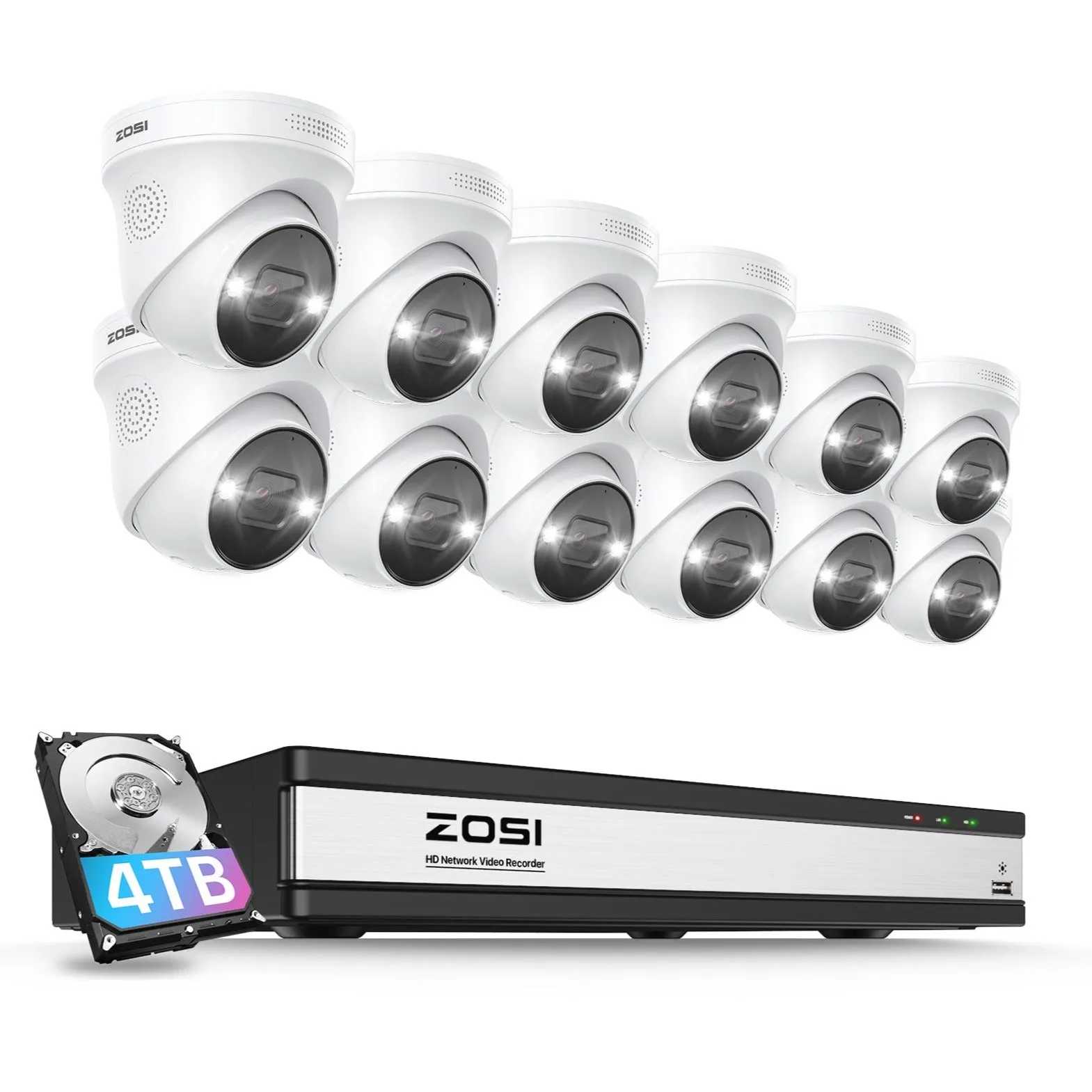 C225 4K 16CH Security System(32-Camera Capable)   NVR Support Dual Hard Drive   4TB HDD