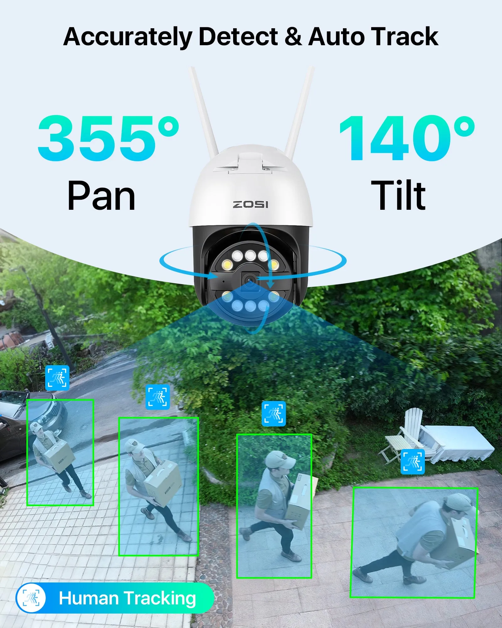 C296 4K PTZ WiFi Security Camera  Optional 256GB SD Card Storage