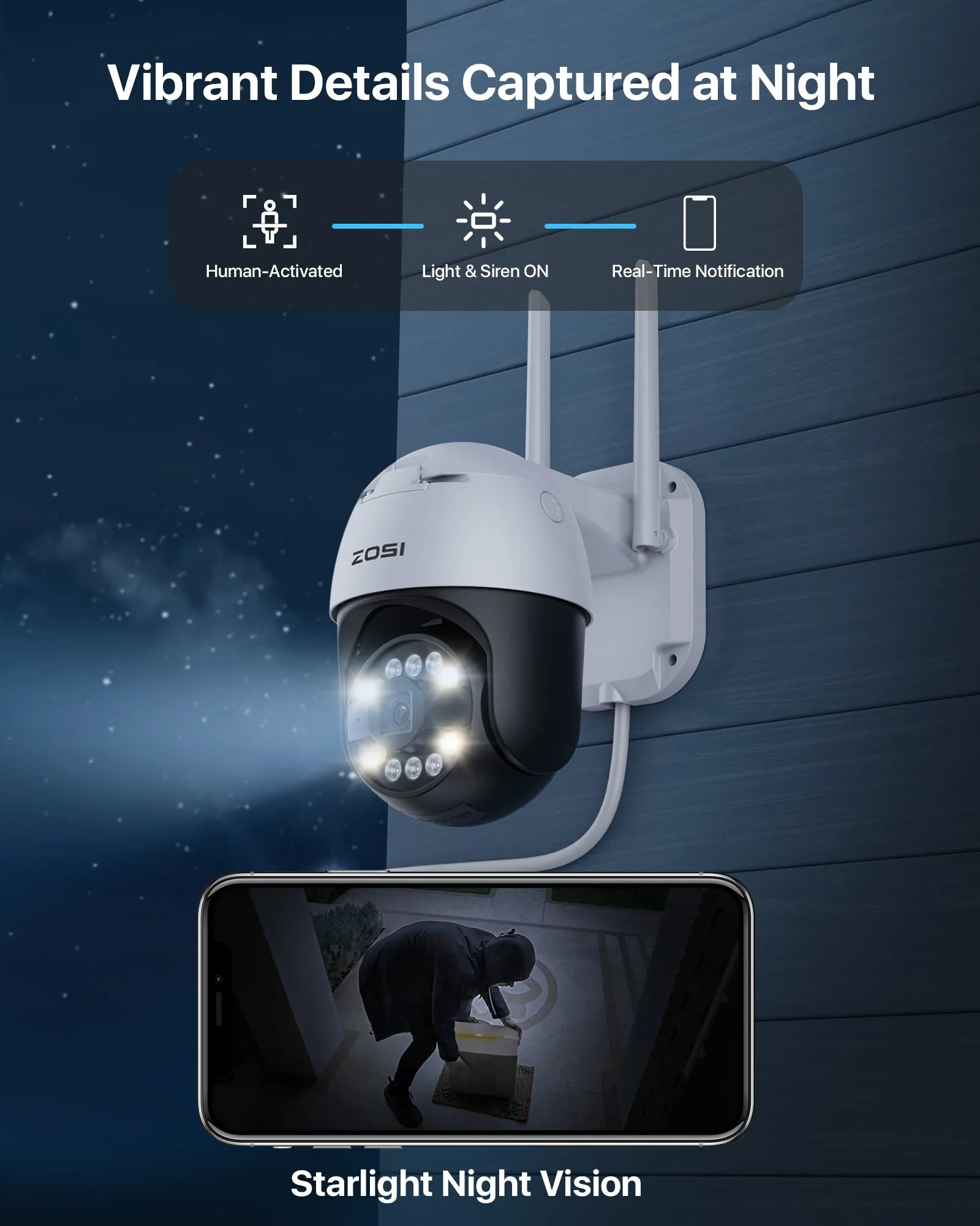 C296 4K PTZ WiFi Security Camera  Optional 256GB SD Card Storage