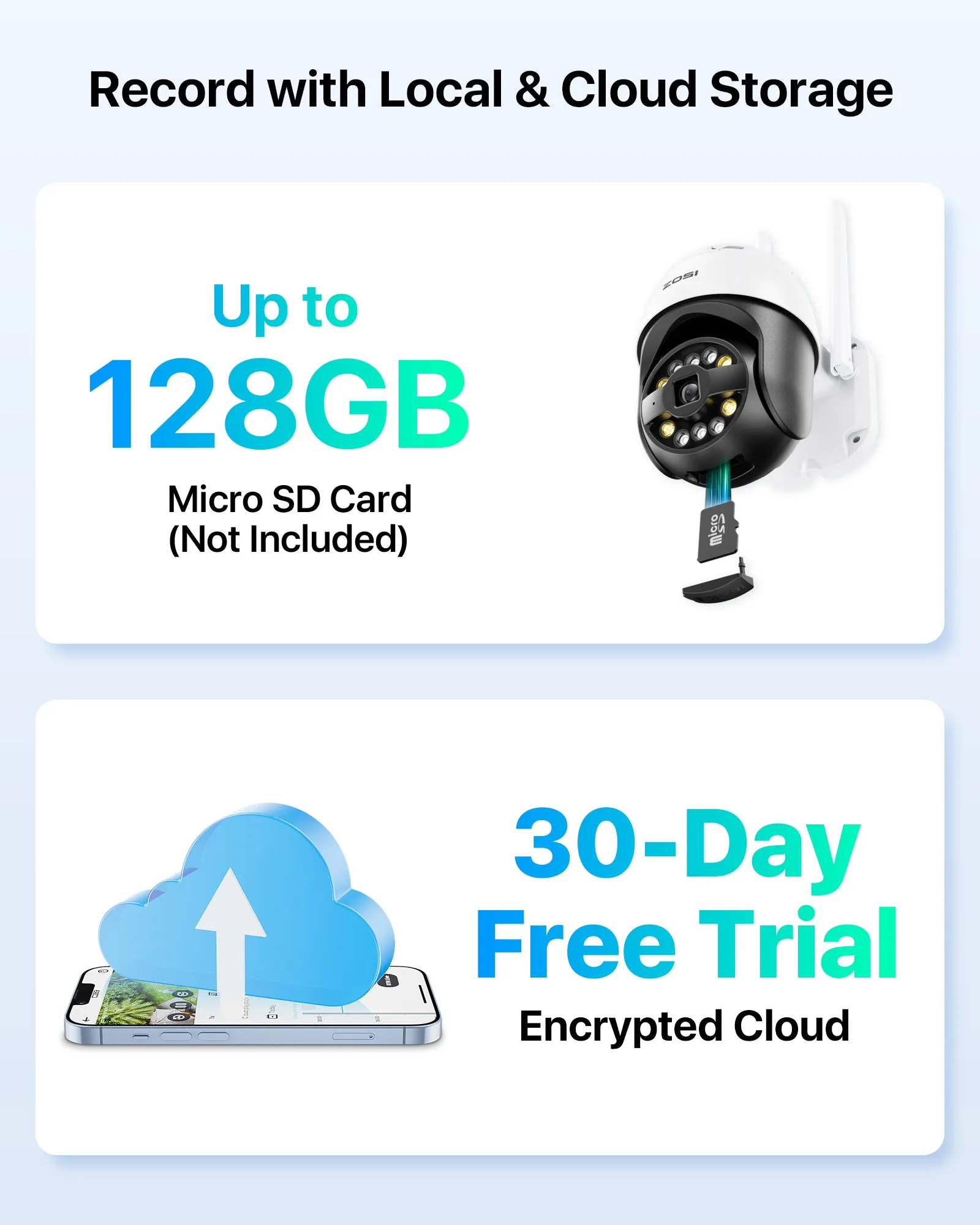 C296 4K PTZ WiFi Security Camera  Optional 256GB SD Card Storage