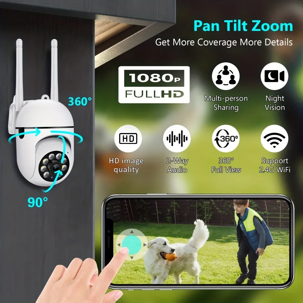 Cam With Color Night Vision Wireless 1080p HD Indoor/Outdoor Video Camera 2-Way Audio Wireless Security Camera Pan/Tilt/Zoom Wi-Fi Smart Home Security Camera
