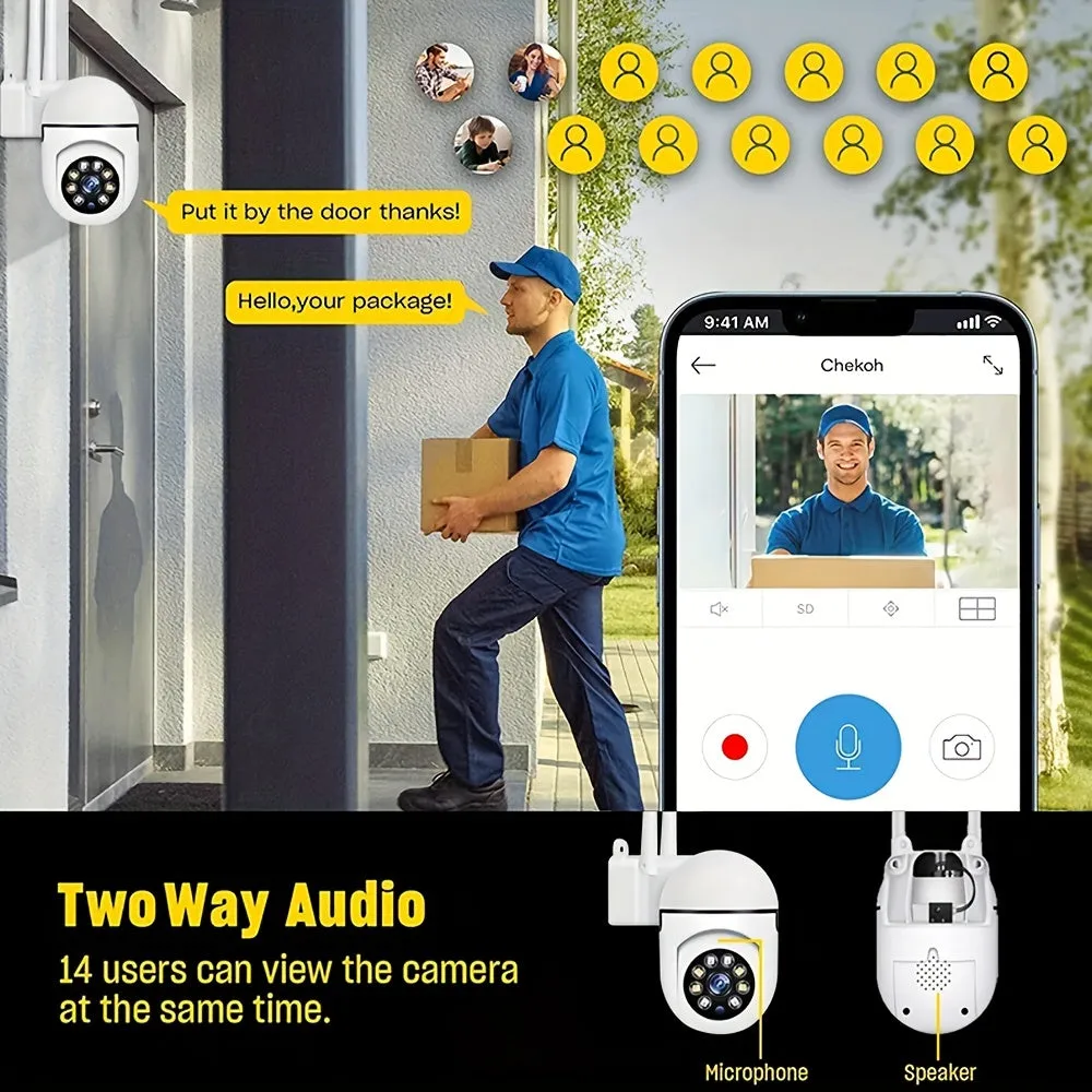 Cam With Color Night Vision Wireless 1080p HD Indoor/Outdoor Video Camera 2-Way Audio Wireless Security Camera Pan/Tilt/Zoom Wi-Fi Smart Home Security Camera