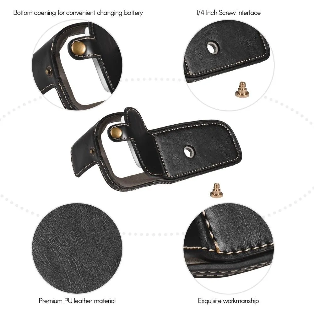 Canon EOS 5D Mark III / 5D Mark IV half-body PU leather cover - Black