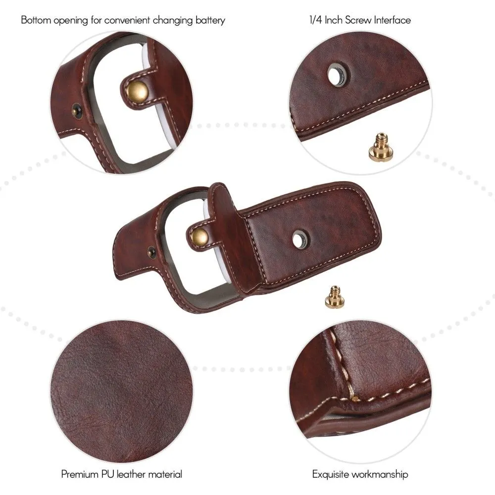 Canon EOS 5D Mark III / 5D Mark IV half-body PU leather cover - Coffee