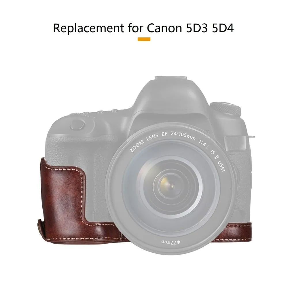 Canon EOS 5D Mark III / 5D Mark IV half-body PU leather cover - Coffee