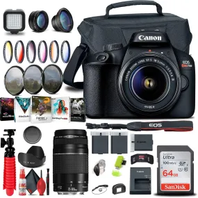 Canon EOS Rebel T100 / 4000D DSLR Camera with 18-55mm Lens   EF 75-300mm Outdoor bundle