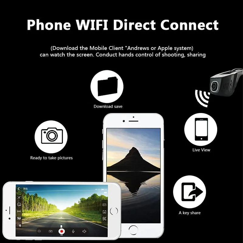 Car DVR Camera Video Recorder WiFi APP Night Vision Dash Cam