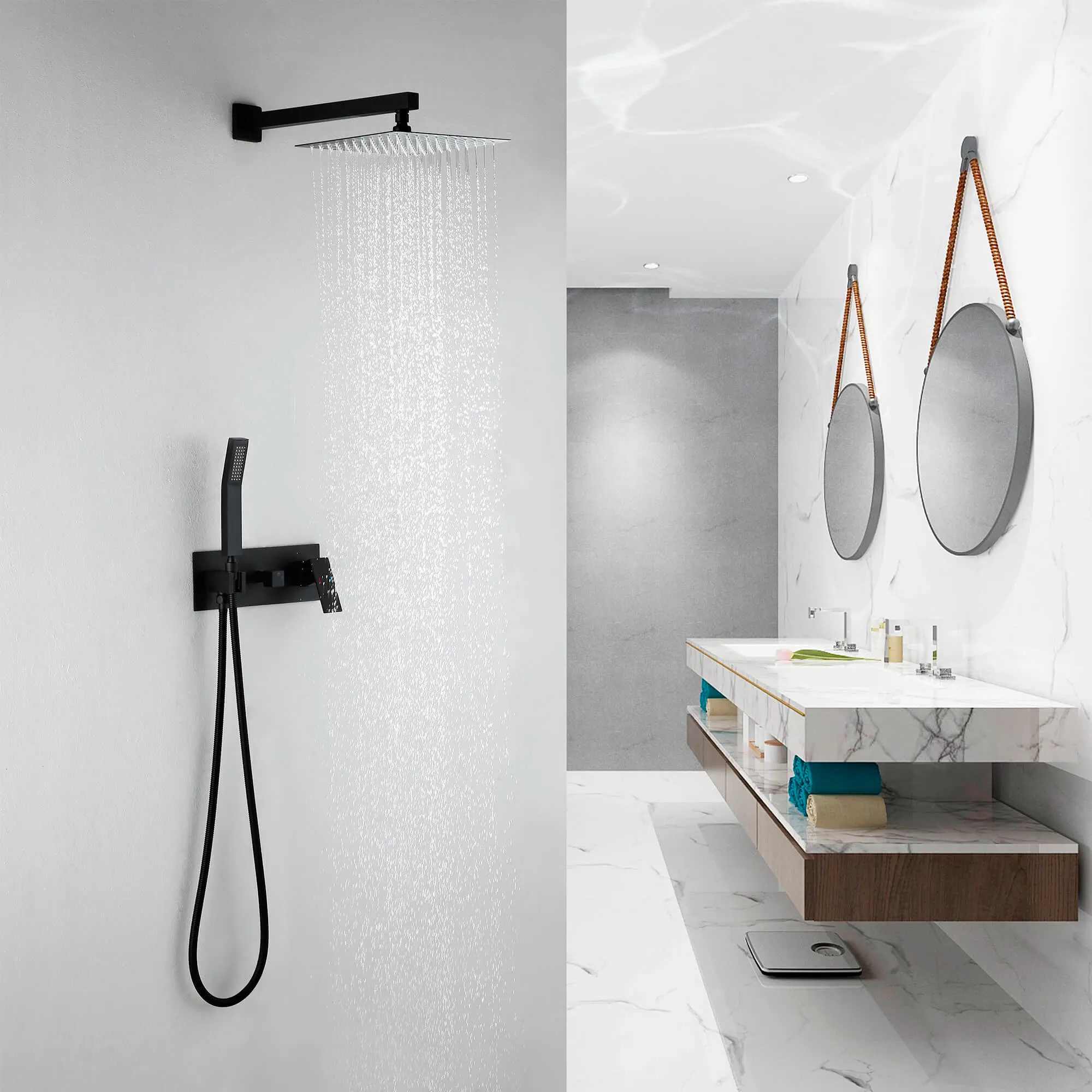 Concealed Complete Wall Mount Shower System with Pressured-Balanced RB1085