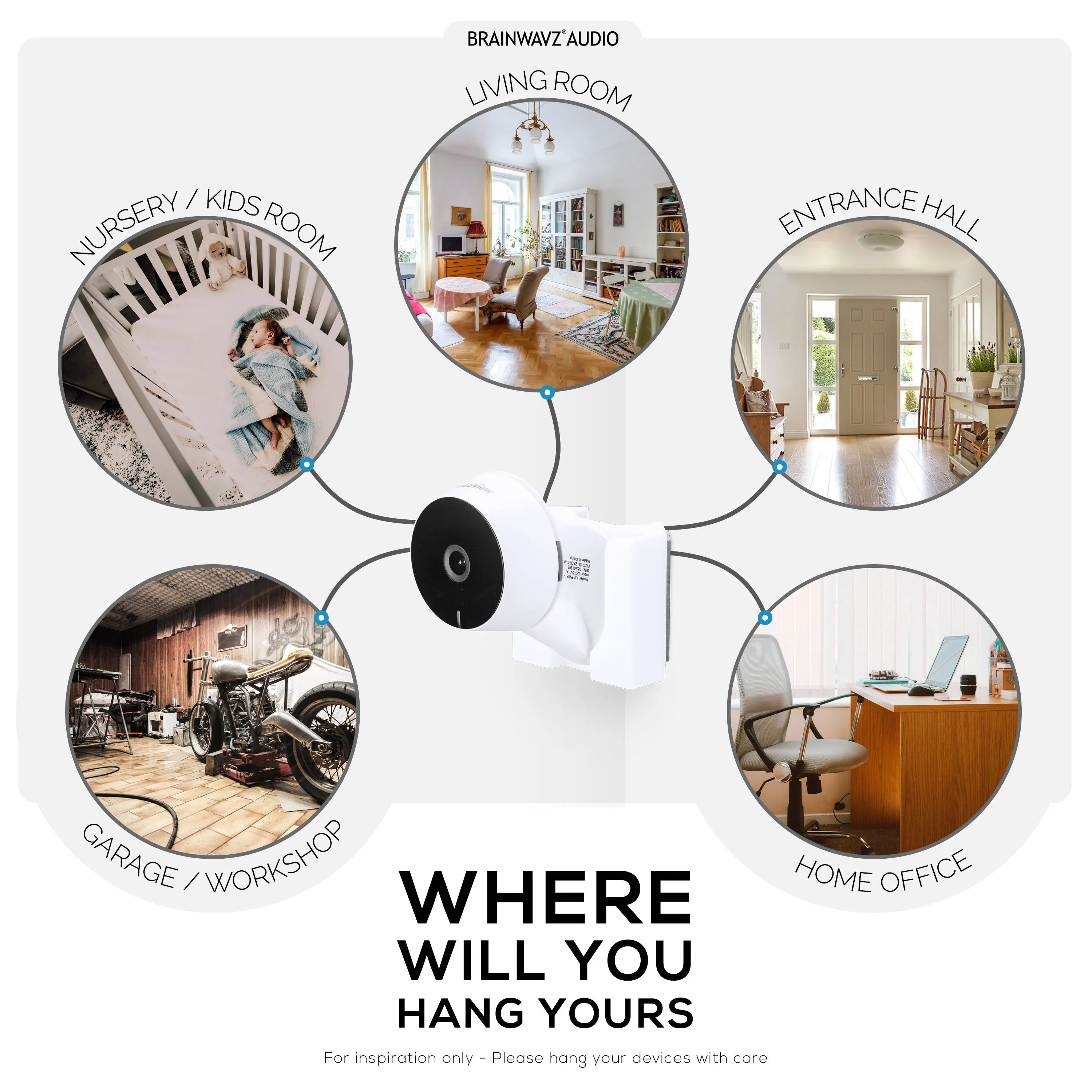 Corner Wall Mount for LaView LV-PWF1 1080P HD Indoor Camera, Adhesive Security Cam Holder Bracket, Reduce Blind Spots & Clutter, Adhesive & Screw-In