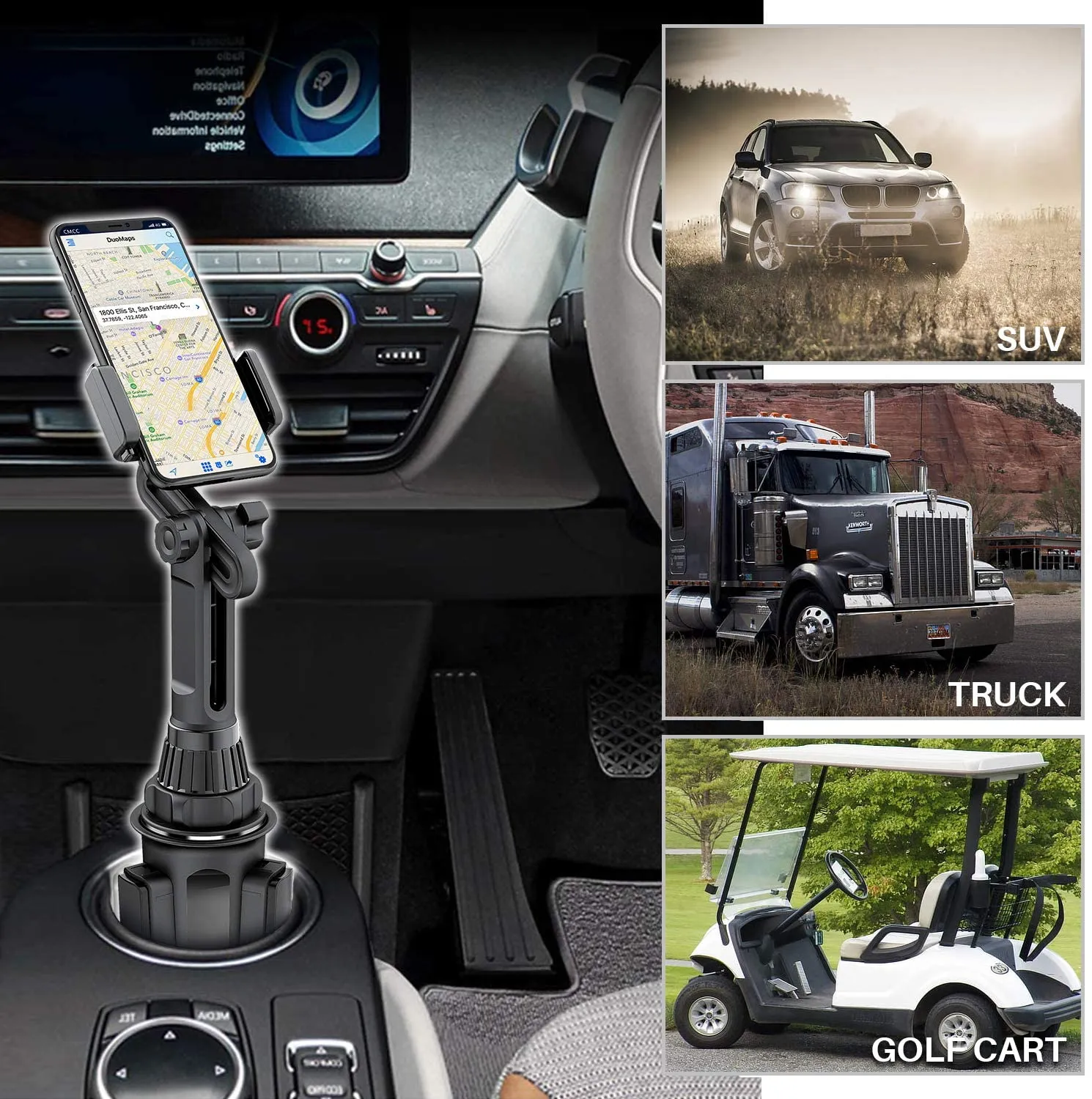 Cup Tablet Holder for Car, WixGear Car Cup Holder Tablet and Phone Adjustable