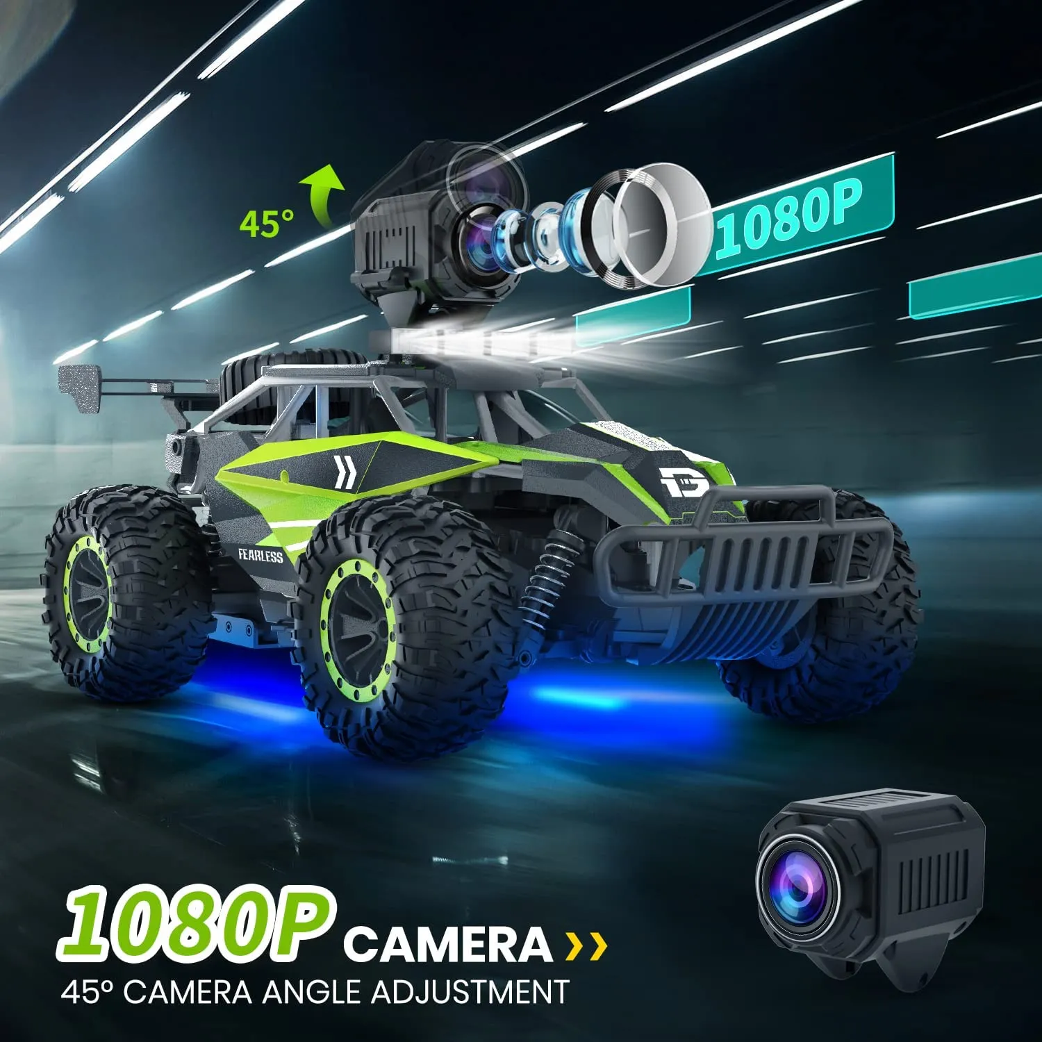 DEERC DE65 RC Car Remote Control 1:16 Scale 4WD Off Road 1080P HD FPV Camera