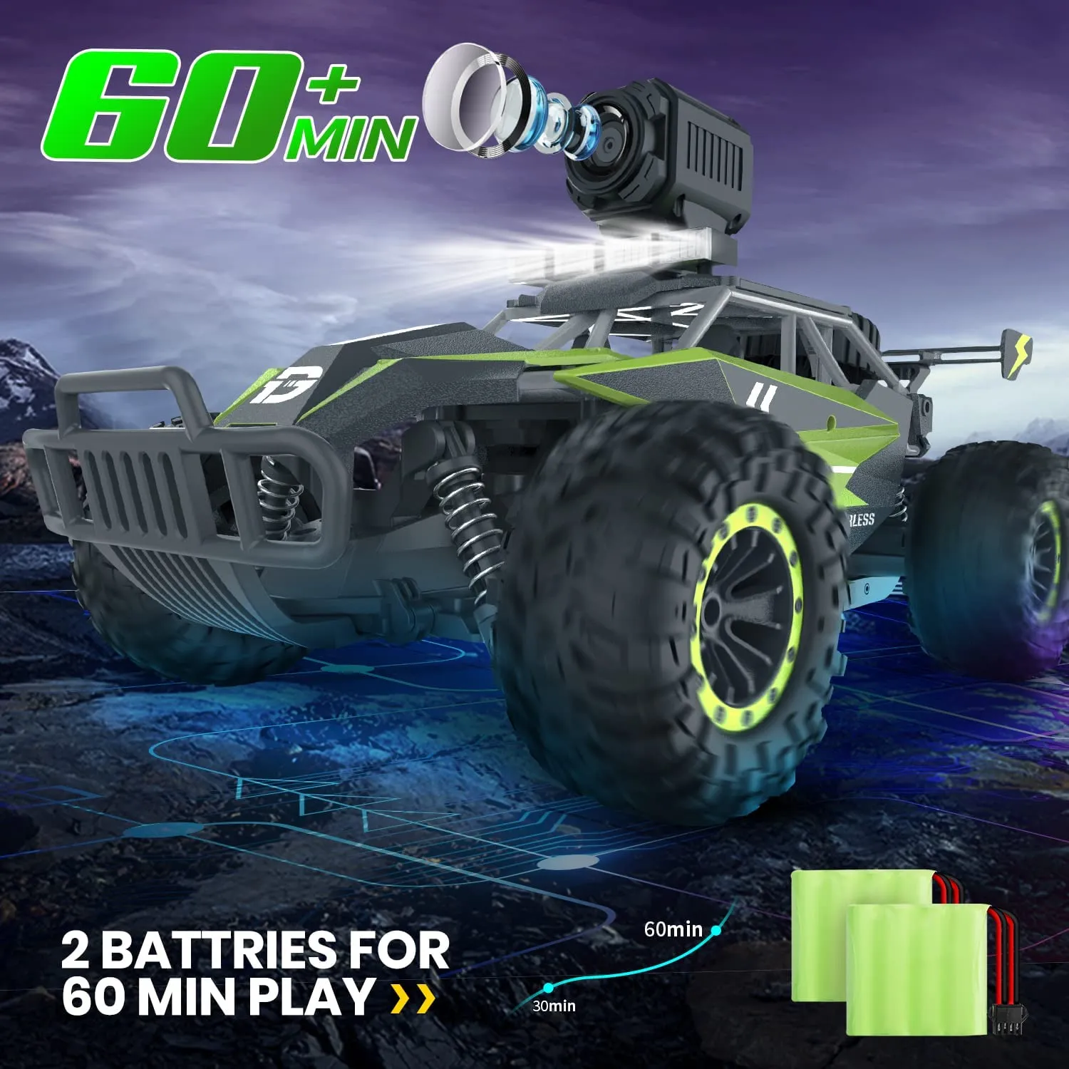 DEERC DE65 RC Car Remote Control 1:16 Scale 4WD Off Road 1080P HD FPV Camera