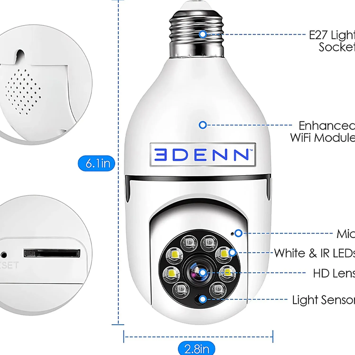 Edenn I-Defend Bulbs Security Camera (3 pack)