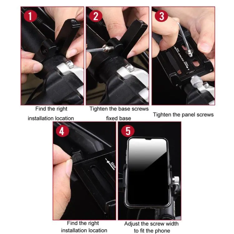 ENLEE Aluminum Alloy Phone Holder Bicycle Riding Fixed Navigation Mount(Black)