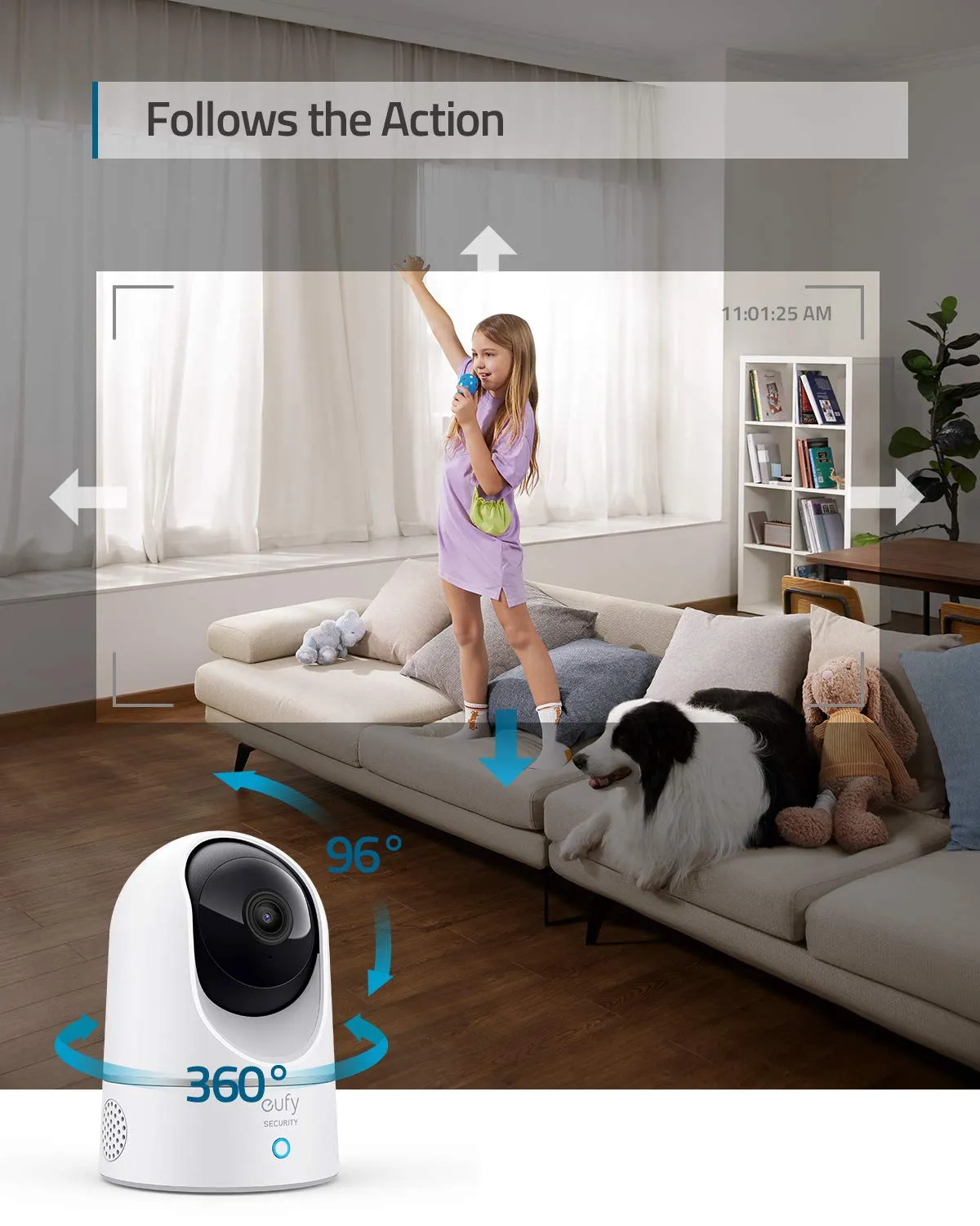 EUFY Security 2K Indoor Cam Pan & Tilt, Plug-in Security Indoor Camera with Wi-Fi, IP Camera, Human & Pet AI, Voice Assistant Compatibility, Motion Tracking