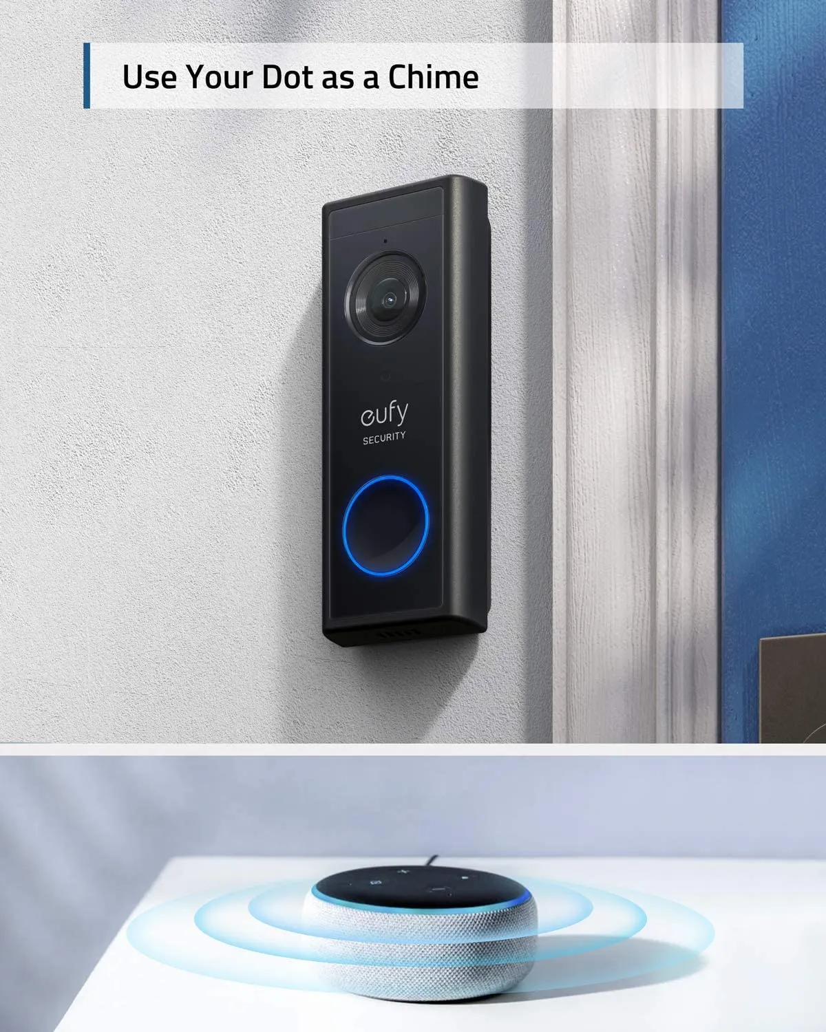 EUFY Security, Battery Video Doorbell Kit, Wire-Free Doorbell, Free Wireless Chime, Wi-Fi Connectivity, 1080p-Grade Resolution, 120-day Battery, AI Detection, 2-Way Audio