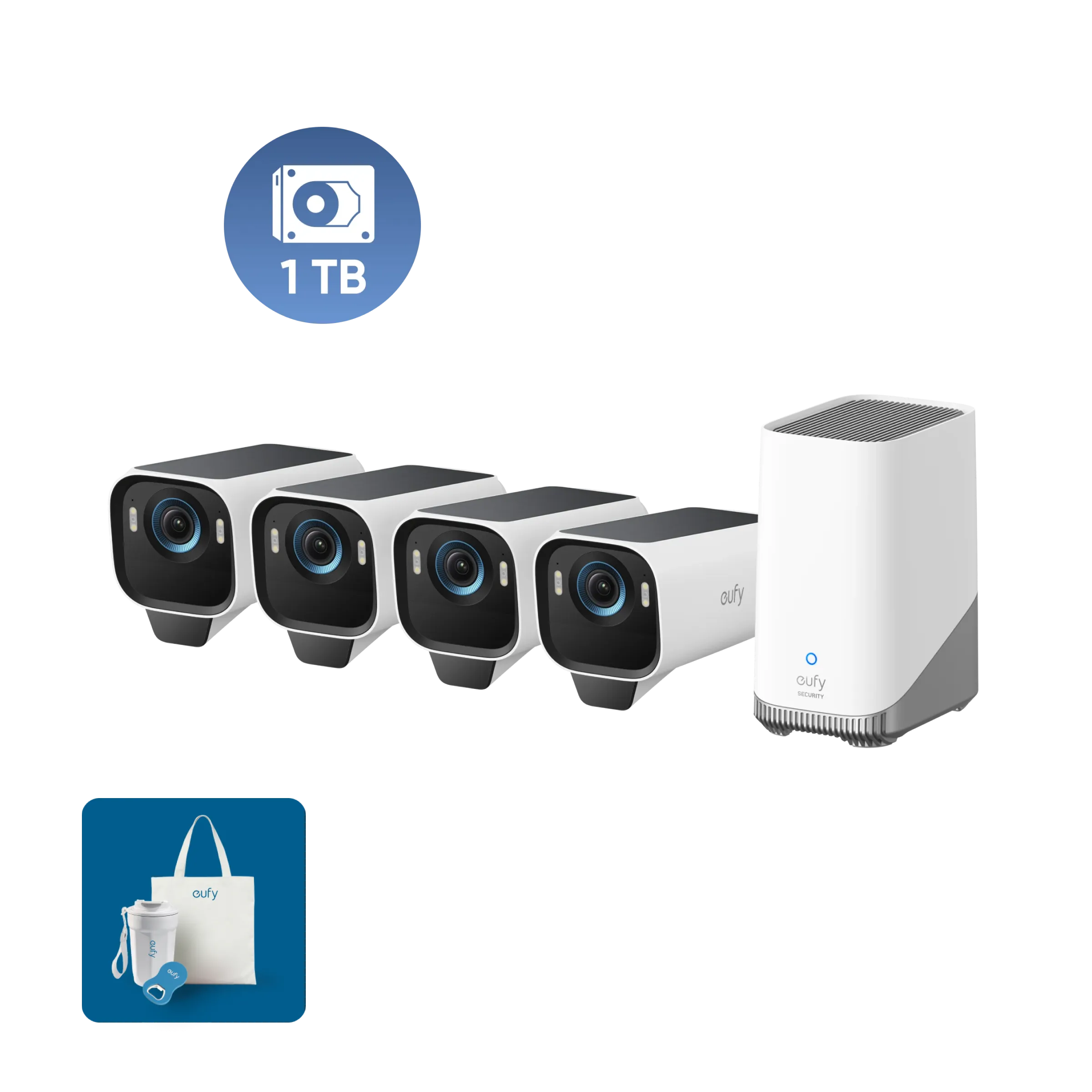 eufyCam S3 Pro 4-Cam Kit   1 TB Hard Drive   Random eufy Merch (eufy live）