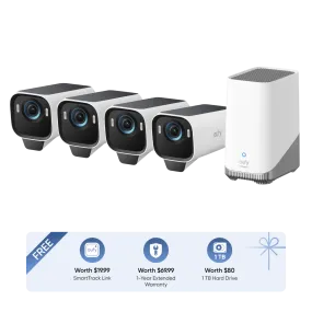 eufyCam S3 Pro 4-Cam Kit   1 TB Hard Drive   SmartTrack Link   1-Year Extended Warranty