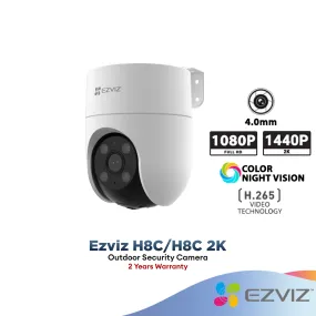 Ezviz H8C 1080P/ H8C 2K⁺ 1440P 4MP Pan & Tilt Rotate 360° Outdoor Smart Color Night Vision, Two Way Talk Wi-Fi Camera