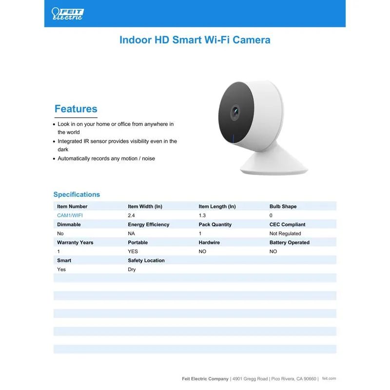 Feit Smart Home Plug-in Indoor Smart-Enabled Security Camera