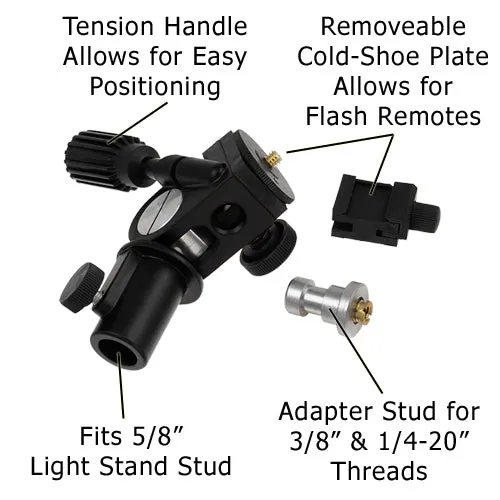 Fotodiox Ultra Heavy Duty Flash Umbrella Bracket - With Swivel/Tilt Head, Mountable to Light stand and Tripod for Flash Speedlight