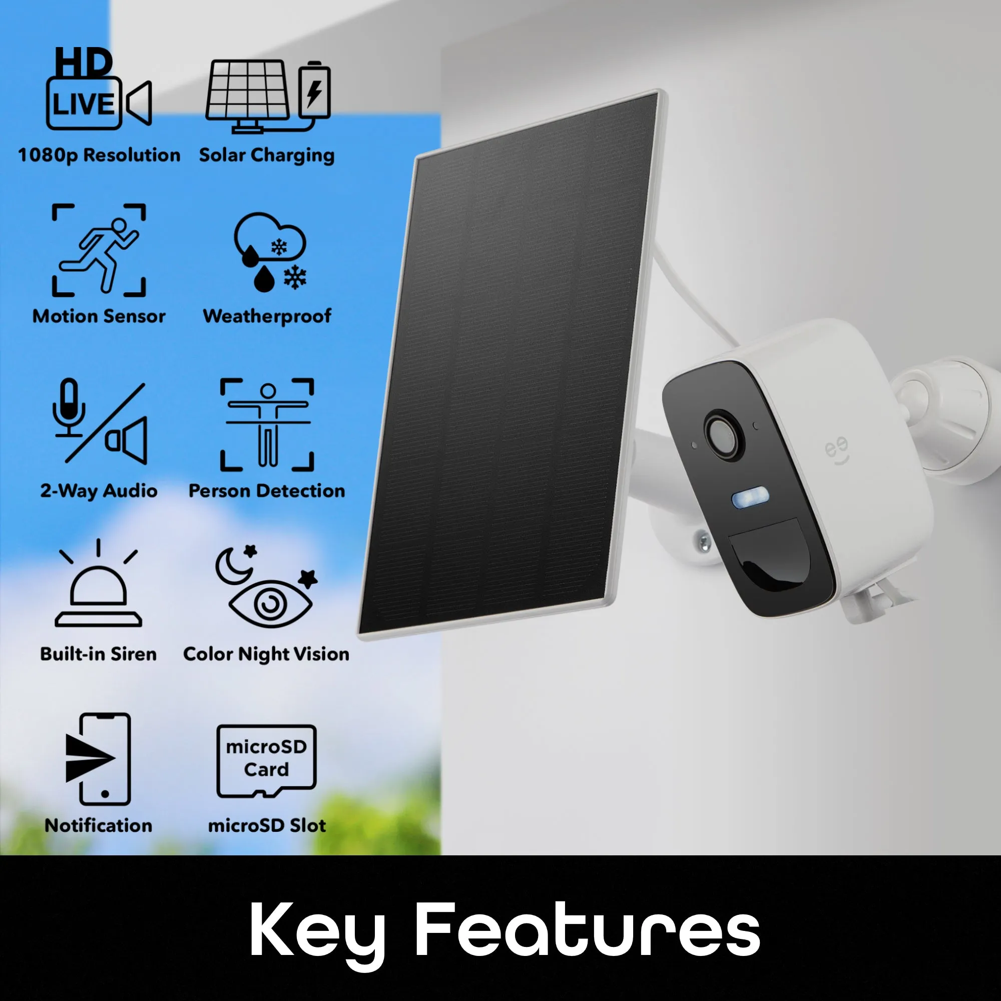 Geeni Freebird 2 Wireless Smart Battery Camera with Solar Panel