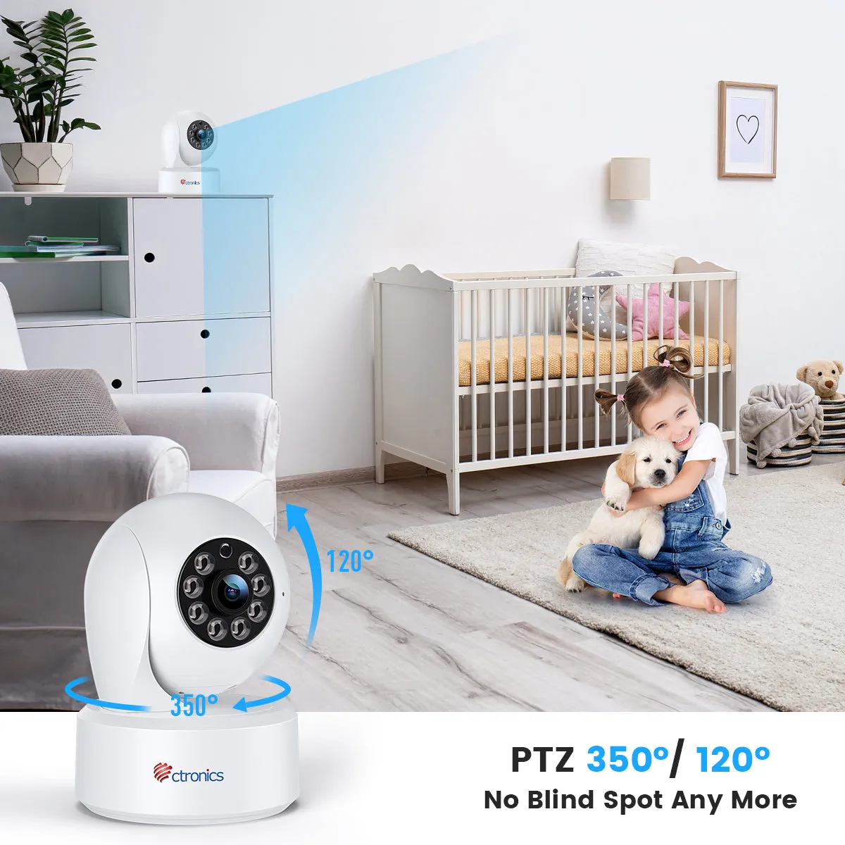 （Get the Second for Just $20）Ctronics 2.5K 4MP Surveillance Camera Indoor & 2.4/5Ghz WLAN with 20m Color Night Vision