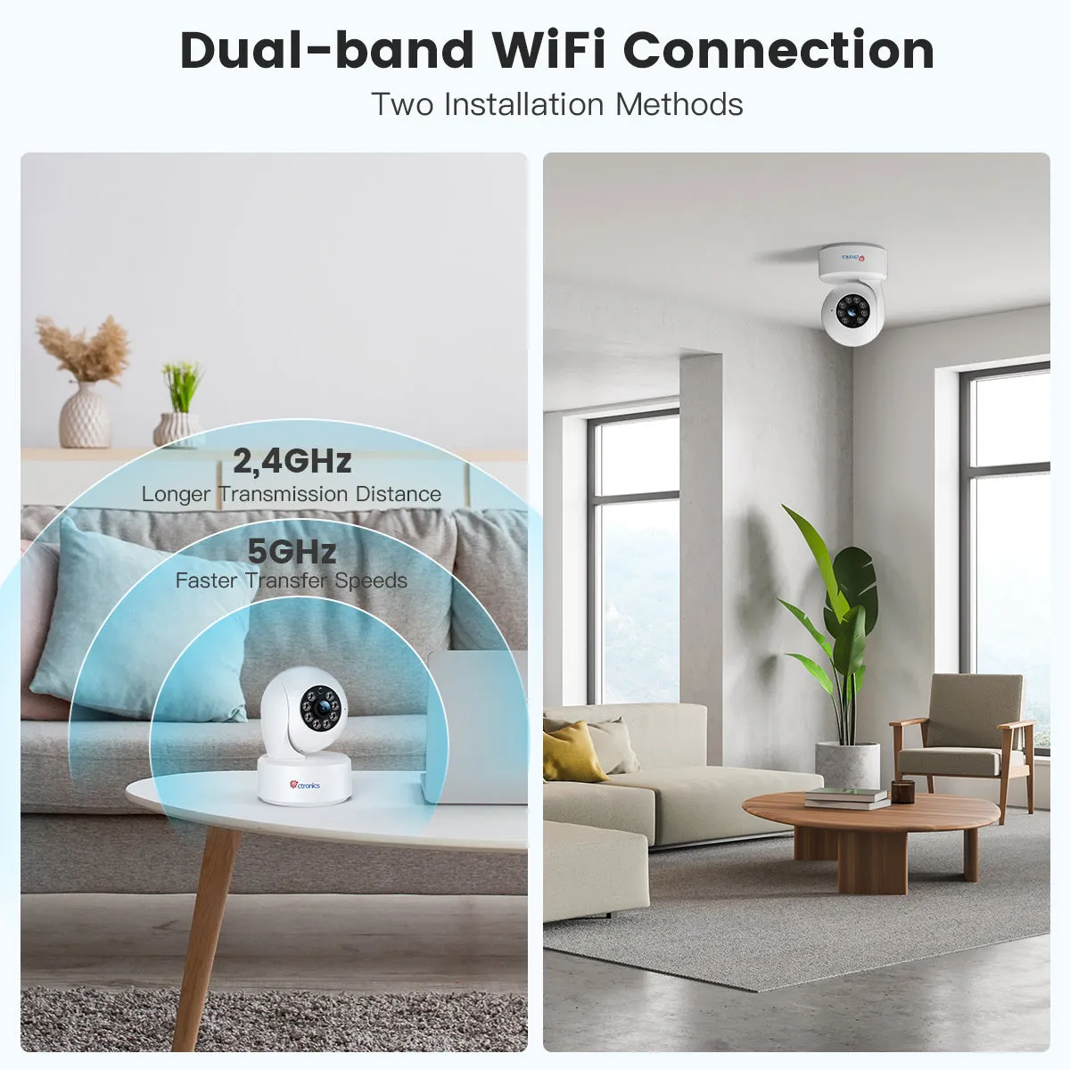 （Get the Second for Just $20）Ctronics 2.5K 4MP Surveillance Camera Indoor & 2.4/5Ghz WLAN with 20m Color Night Vision