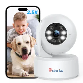 （Get the Second for Just $20）Ctronics 2.5K 4MP Surveillance Camera Indoor & 2.4/5Ghz WLAN with 20m Color Night Vision