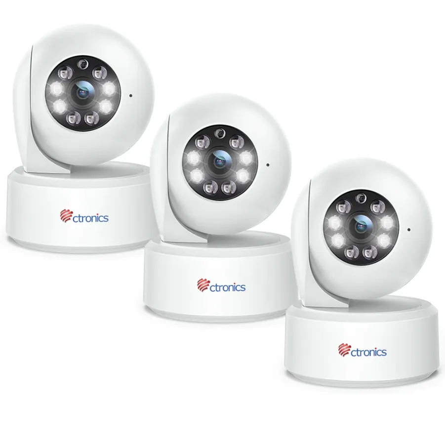 （Get the Second for Just $20）Ctronics 2.5K 4MP Surveillance Camera Indoor & 2.4/5Ghz WLAN with 20m Color Night Vision