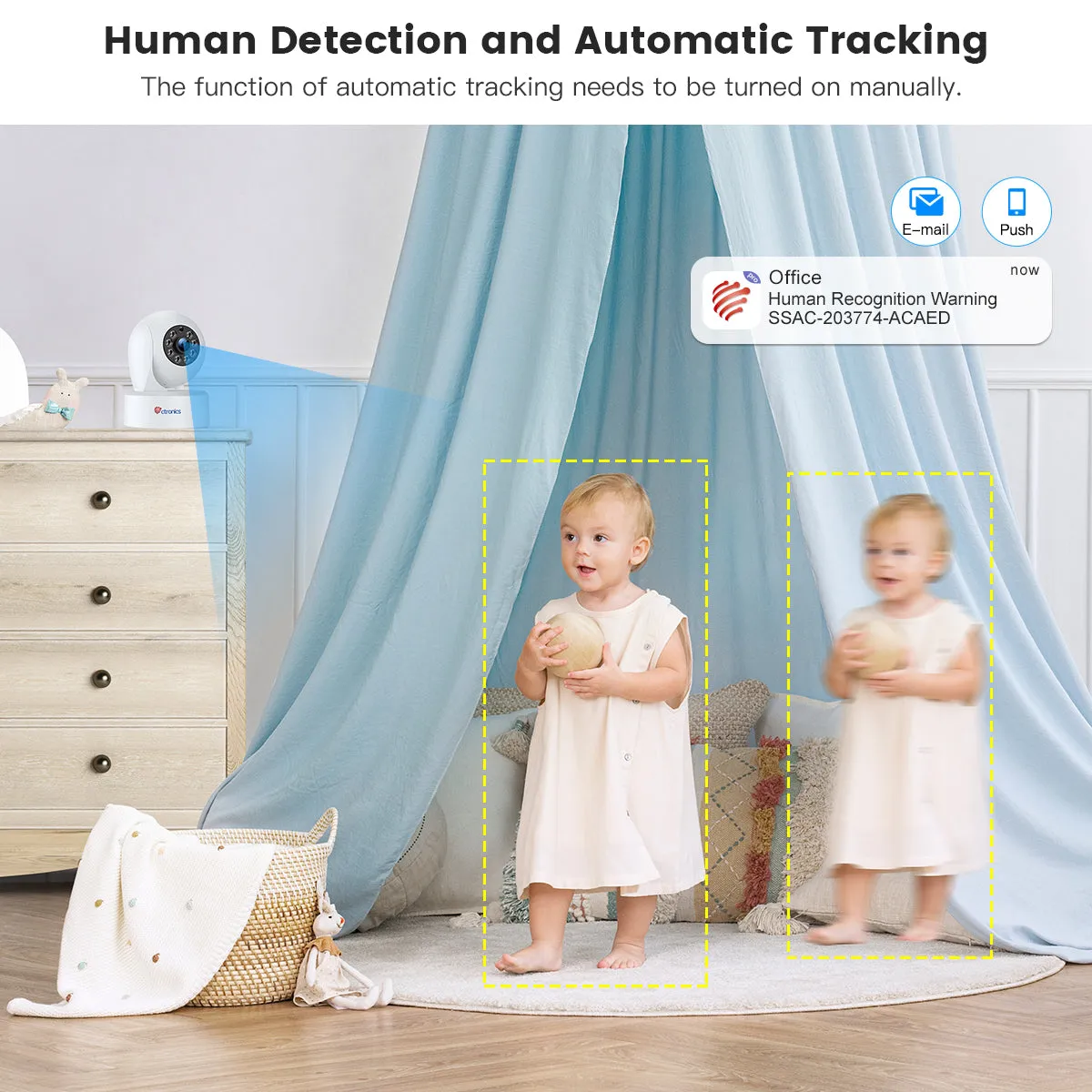 （Get the Second for Just $20）Ctronics 2.5K 4MP Surveillance Camera Indoor & 2.4/5Ghz WLAN with 20m Color Night Vision
