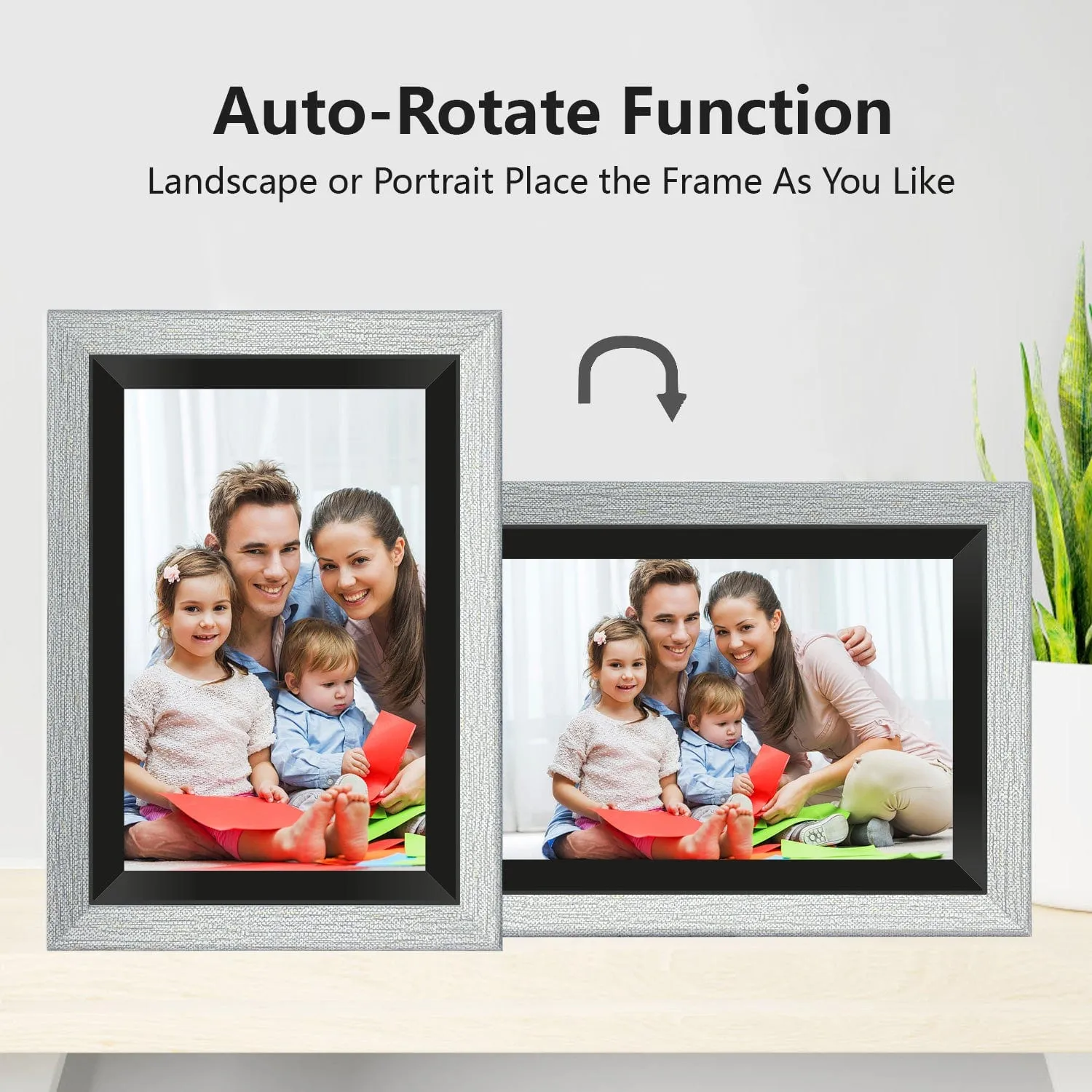 Grey Wood Digital Photo Frame - 10.1 Inch Display