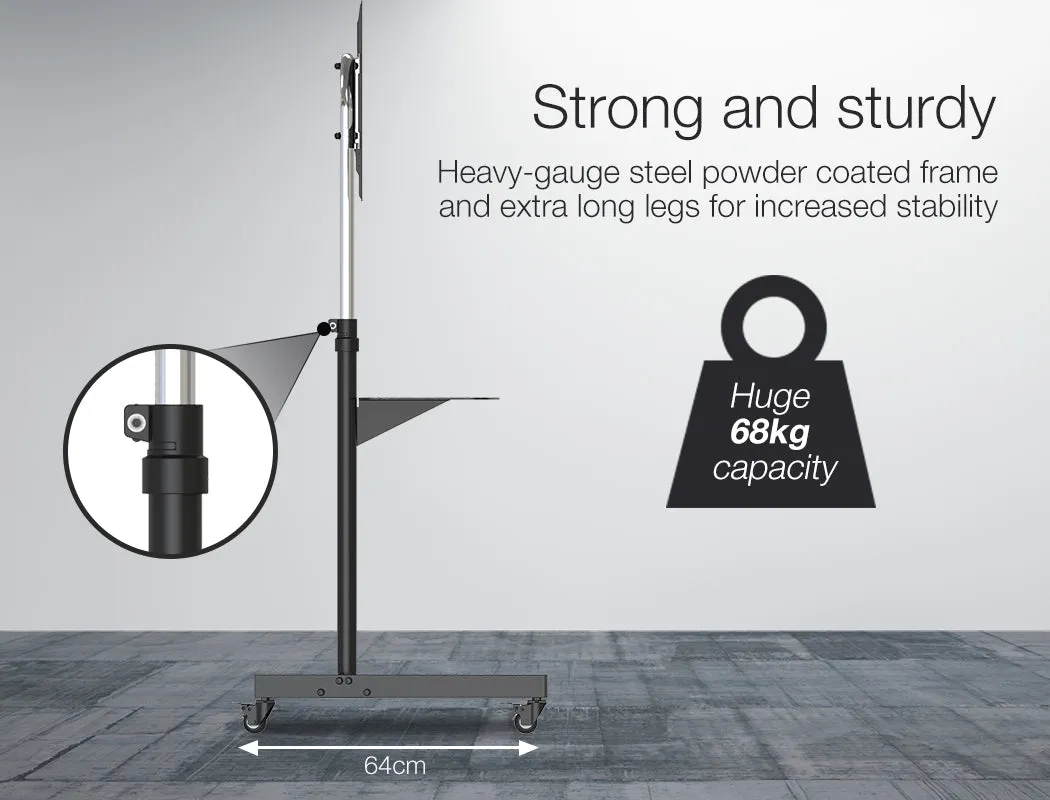 Heavy-Duty Adjustable Mobile TV Stand 37-70" with Lockable Wheels - Fortia