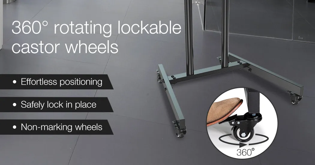 Heavy-Duty Adjustable Mobile TV Stand 37-70" with Lockable Wheels - Fortia