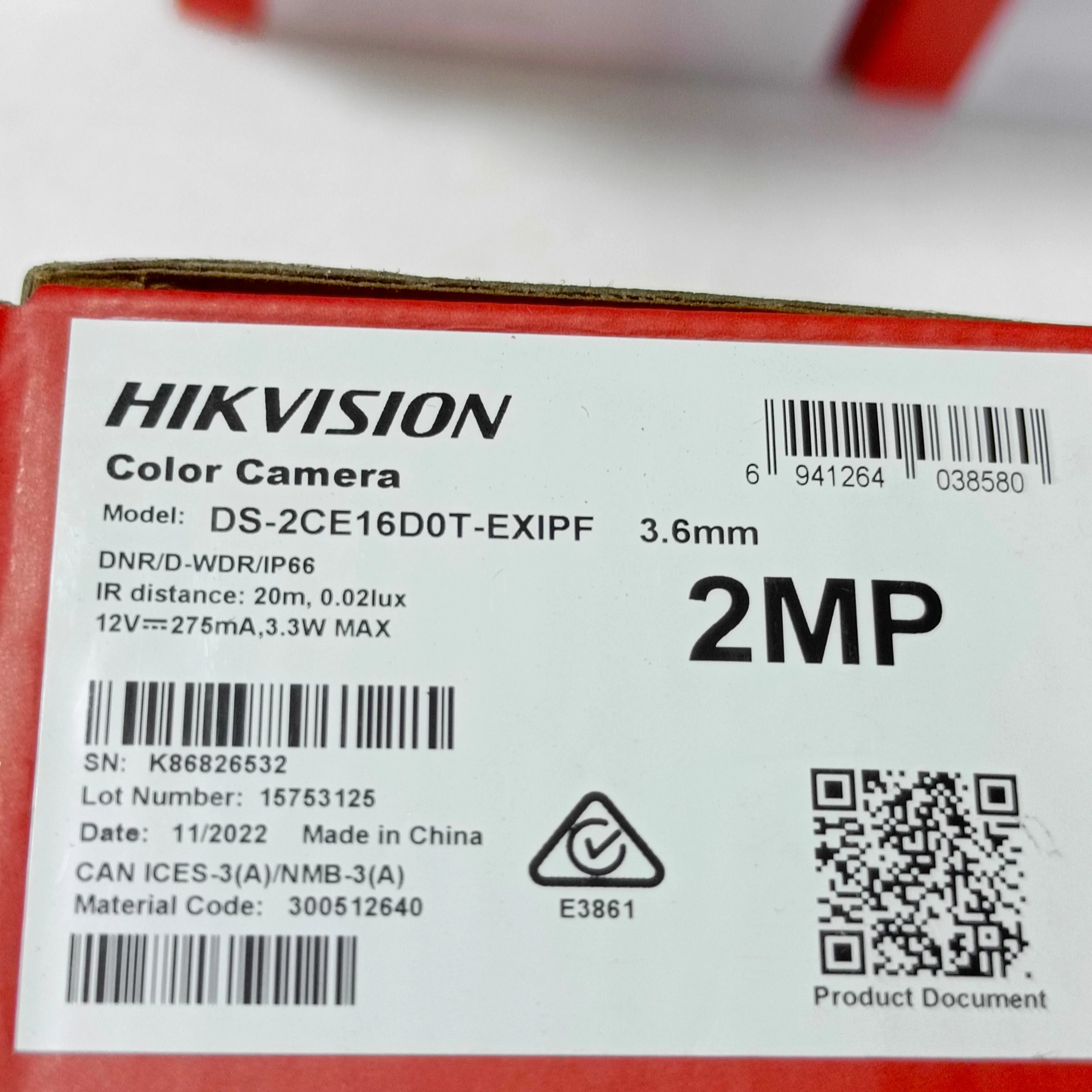 HIKVISION Turbo HD Indoor/Outdoor EXIR Bullet Camera (3.6mm 2MP Lens) - Brand New