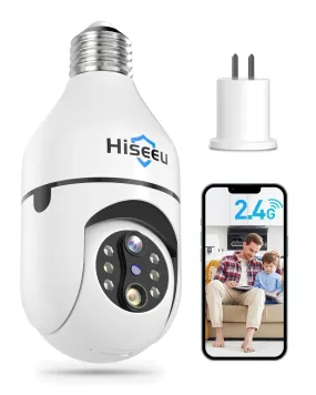 Hiseeu Light Bulb Security Camera Wireless WiFi 5G&2.4GHz,10X Zoom PTZ Light Socket Security Camera for Home, 2-Way-Audio, Auto Tracking & Alarm, 3MP Color Night Vision, SD & Cloud Storage (Dual Lens)