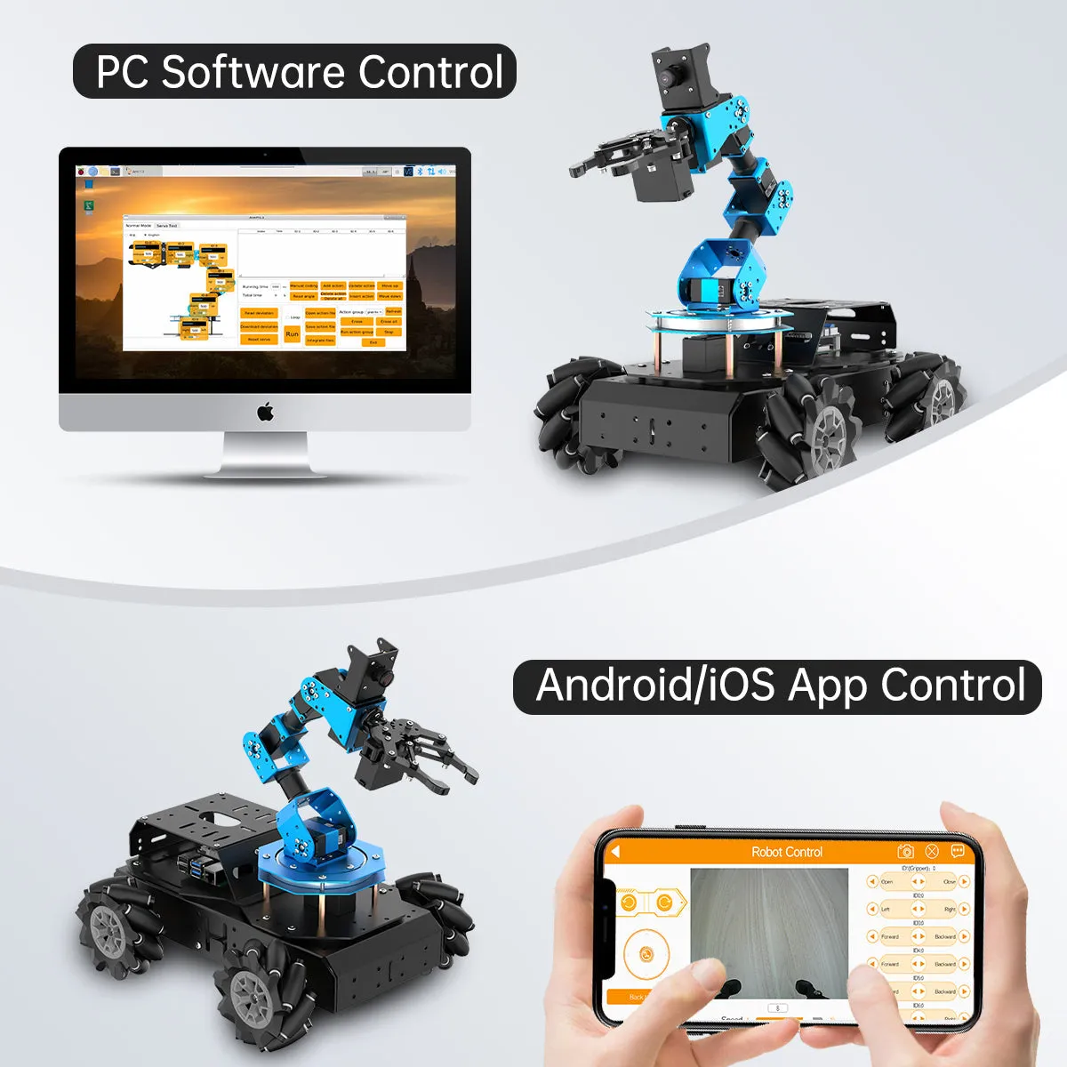 Hiwonder ArmPi Pro Raspberry Pi 5 ROS Robotic Arm Developer Kit with 4WD Mecanum Wheel Chassis Open Source Robot Car