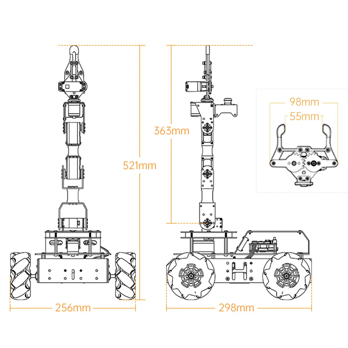 Hiwonder ArmPi Pro Raspberry Pi 5 ROS Robotic Arm Developer Kit with 4WD Mecanum Wheel Chassis Open Source Robot Car