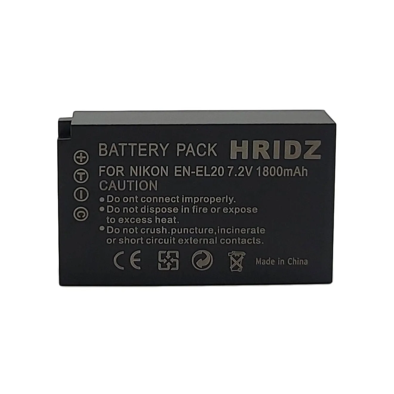 Hridz EN-EL20 Battery for Nikon EN-EL20 EL20A J1 J2 J3 S1 V3 A AW1 EL20A