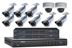 Hybrid 16 Channel DVR/NVR with 8 pro bullets and 2 pro domes plus 2 POE switches