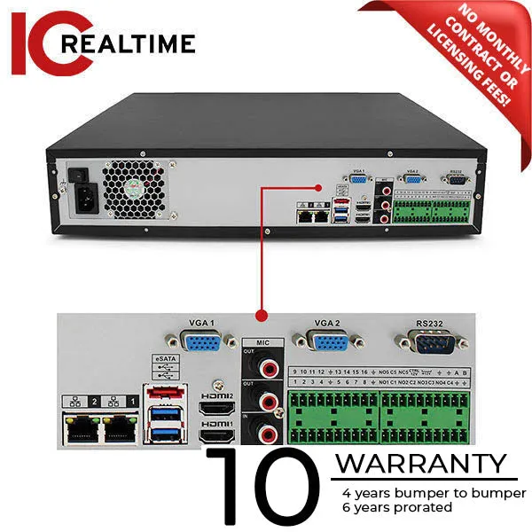 IC Realtime - NVR-EL16-2U12MP1 / 16Ch Rack-Mount NVR - 80TB Max (Starting At 4TB HDD) / 2xRJ45 / 12MP IP Support / 320Mbps Bandwidth