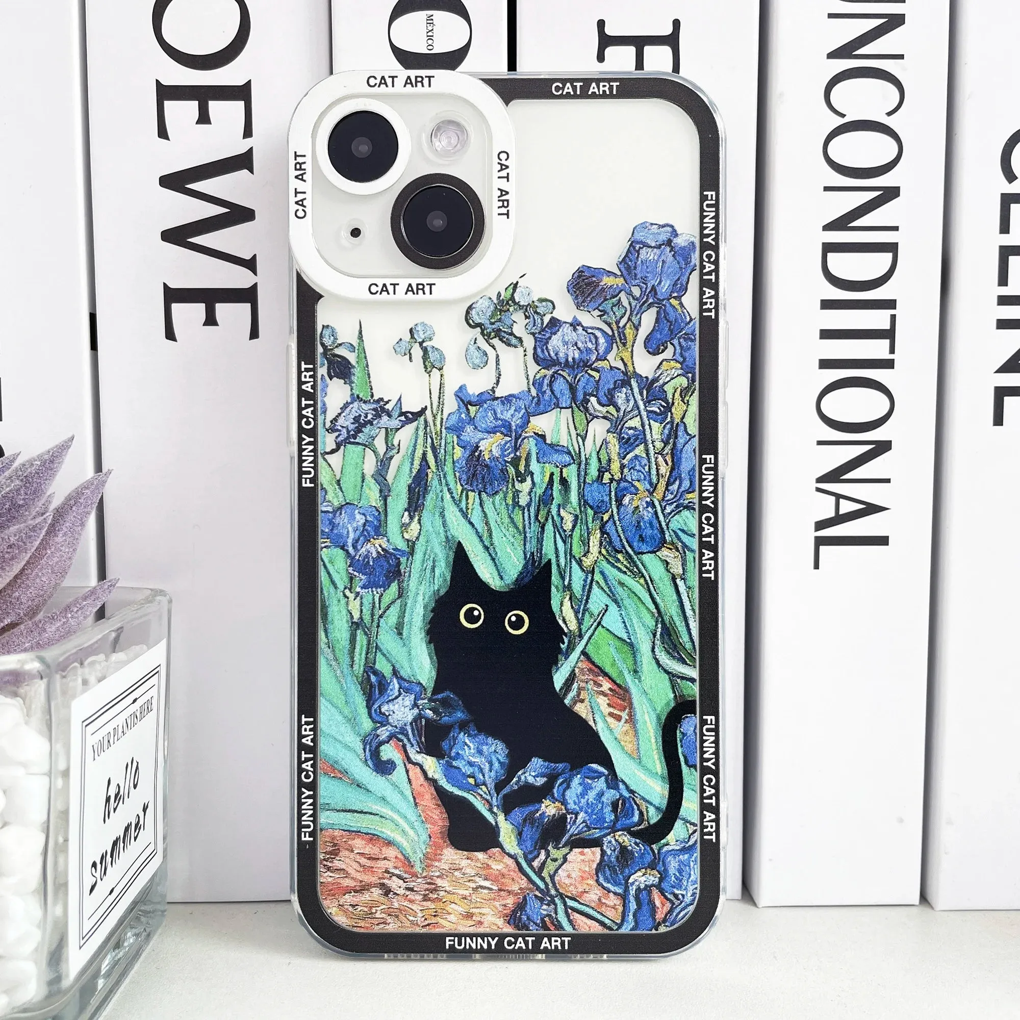 Impressionist Cat Cart Soft Phone Case for iPhone 15 14 13 12 Pro Max Pro Plus Mini