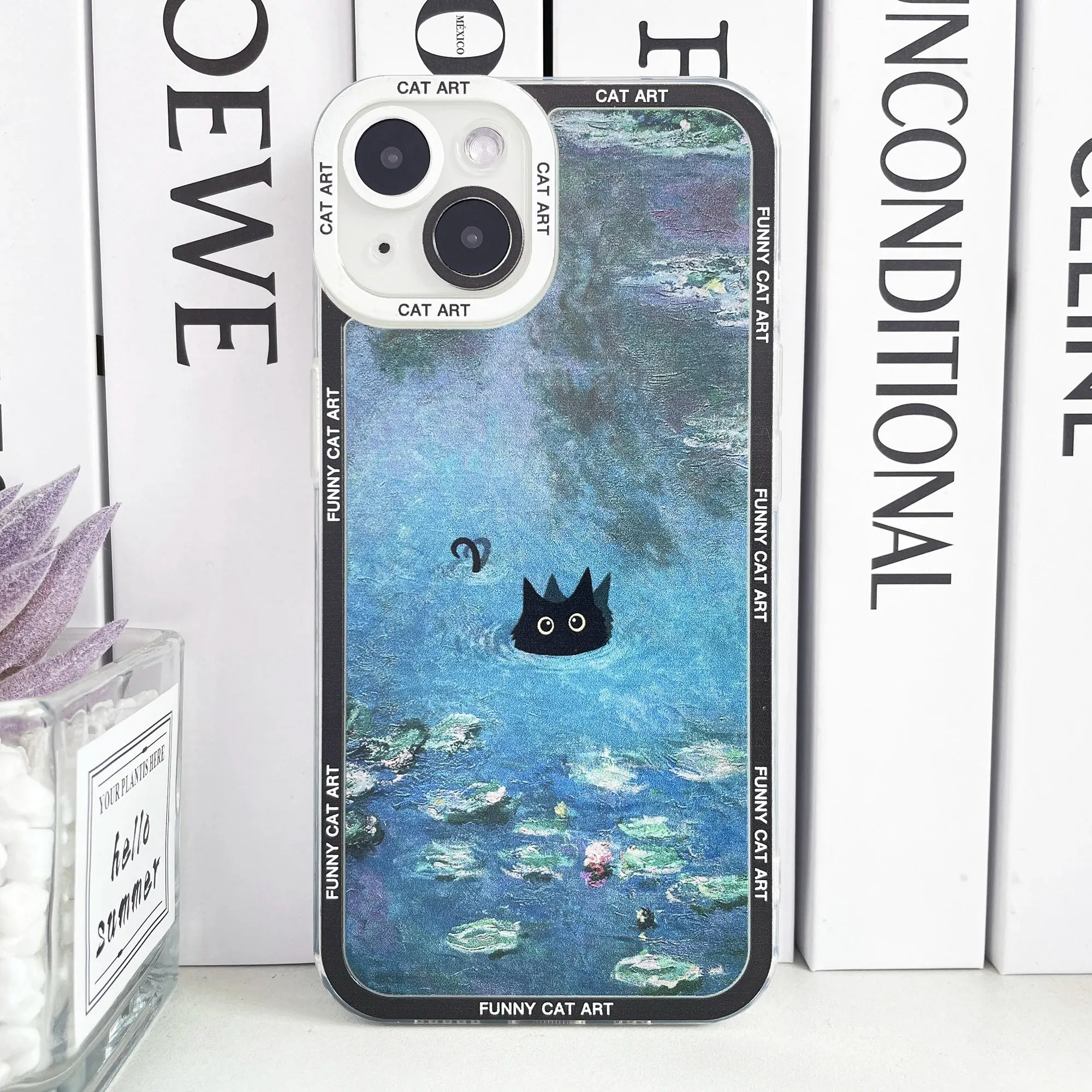 Impressionist Cat Cart Soft Phone Case for iPhone 15 14 13 12 Pro Max Pro Plus Mini